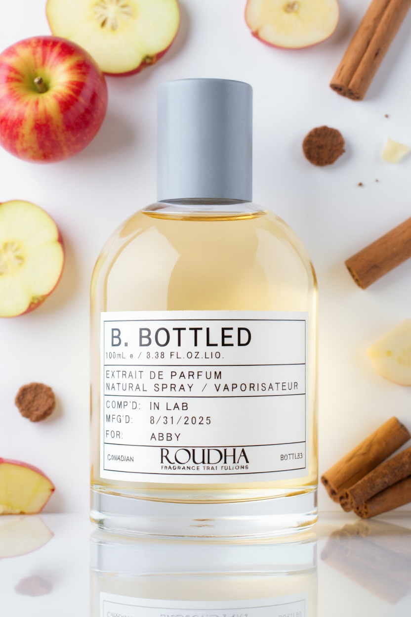 B. BOTTLED designer cologne bottle - apple cinnamon woody aromatic fragrance for men by Roudha