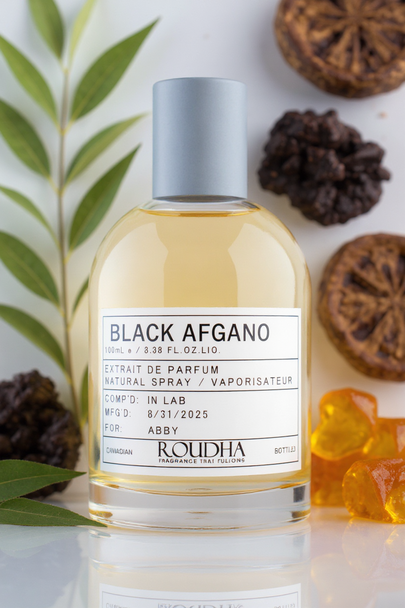 BLACK AFGANO niche perfume bottle - dark cannabis oud patchouli unisex fragrance by Roudha