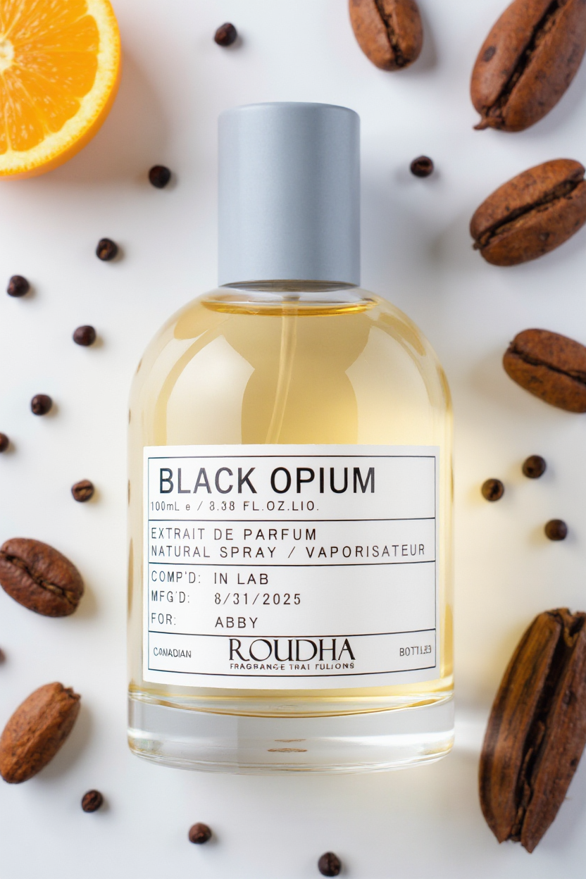 BLACK OPIUM perfume bottle - coffee vanilla orange blossom dark feminine fragrance by Roudha