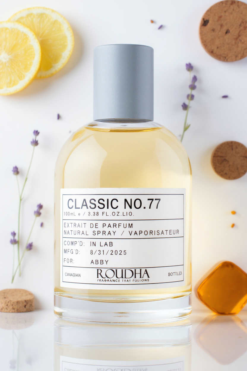 CLASSIC NO. 77 cologne bottle - classic aromatic lavender cedar fougere masculine fragrance by Roudha