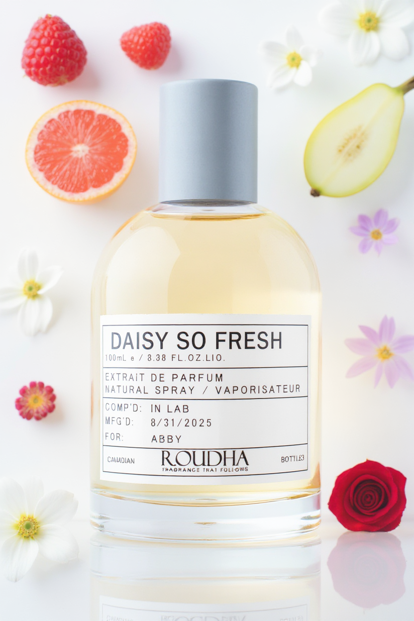 DAISY SO FRESH perfume bottle - fresh raspberry grapefruit jasmine fruity floral feminine fragrance by Roudha