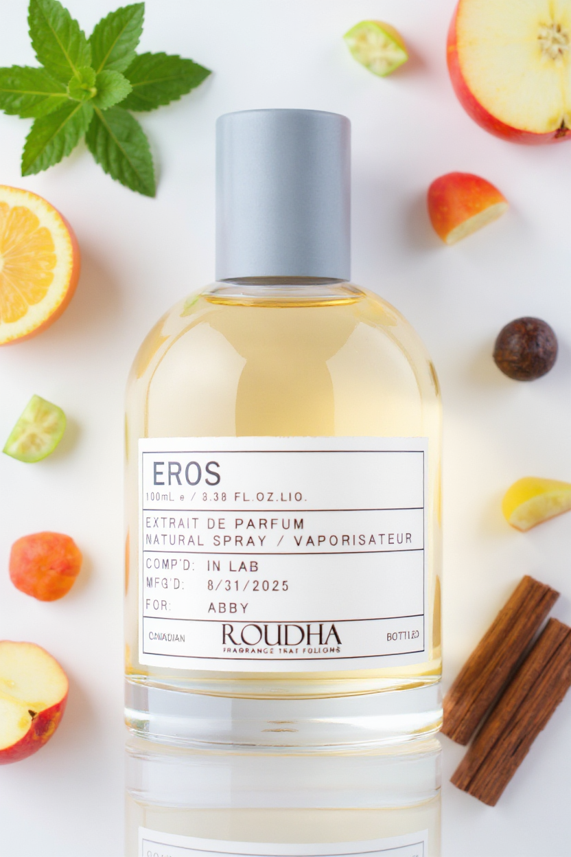 EROS cologne bottle - fresh mint apple vanilla aromatic masculine fragrance for men by Roudha