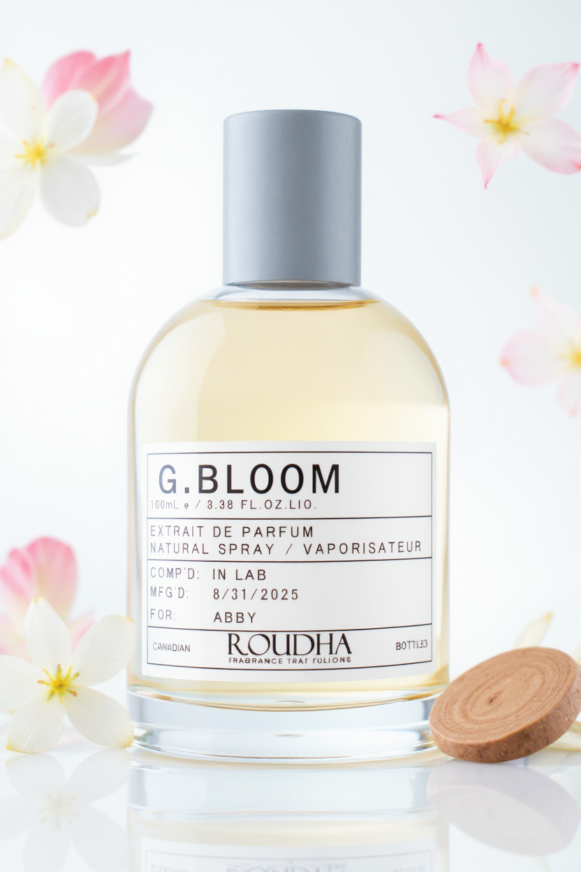 G.BLOOM perfume bottle - intense white floral tuberose jasmine feminine evening fragrance by Roudha