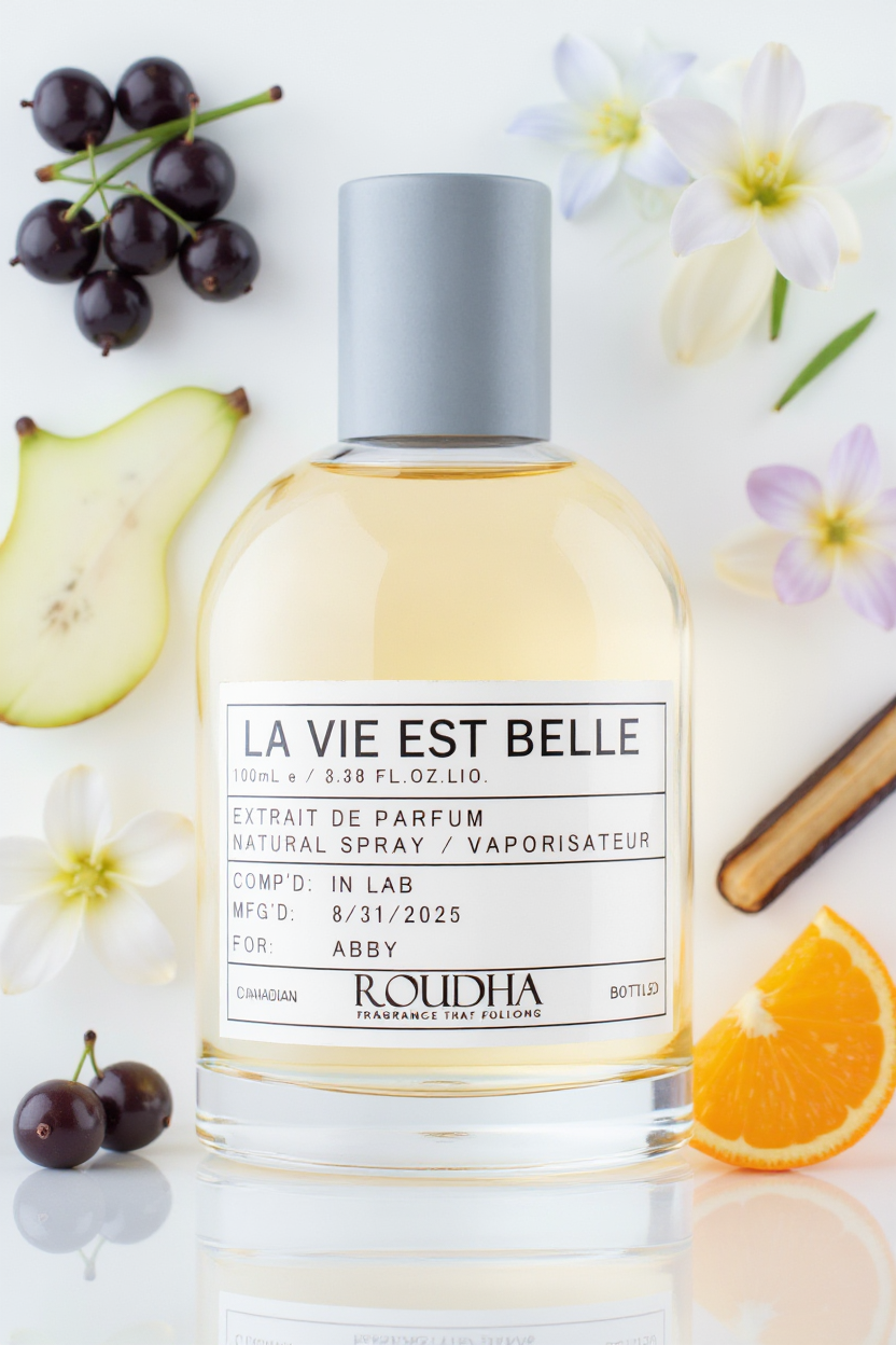 LA VIE EST BELLE perfume bottle - sweet gourmand iris pear vanilla floral feminine fragrance by Roudha