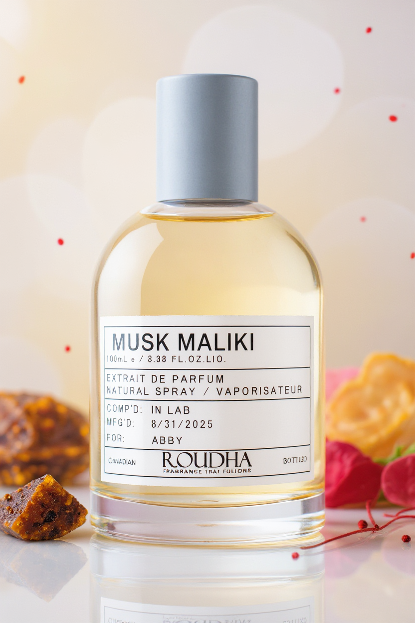 MUSK MALIKI perfume bottle - white musk oud oriental amber rose saffron unisex fragrance by Roudha
