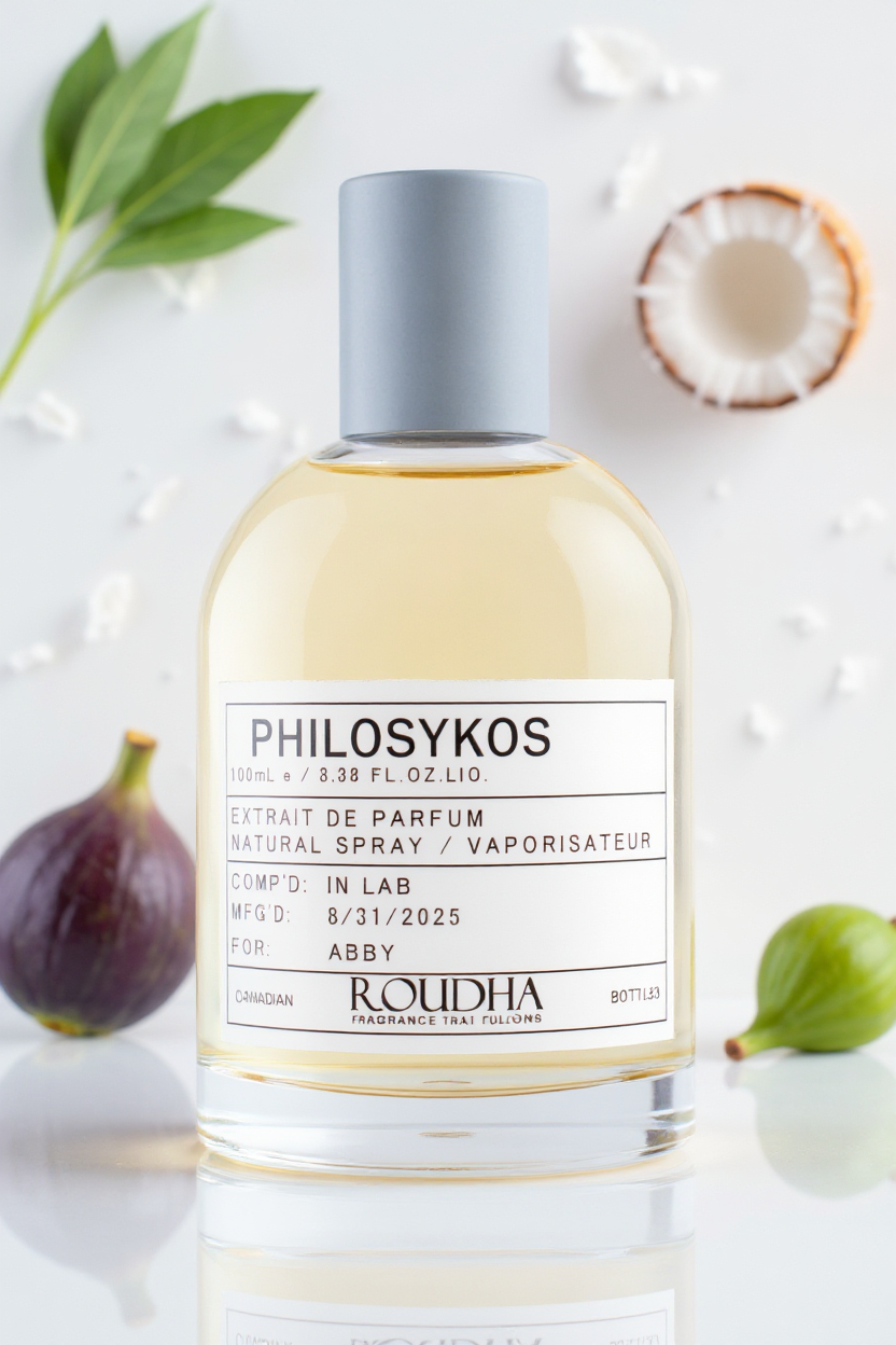 PHILOSYKOS perfume bottle - fresh green fig leaves woody coconut unisex niche fragrance by Roudha