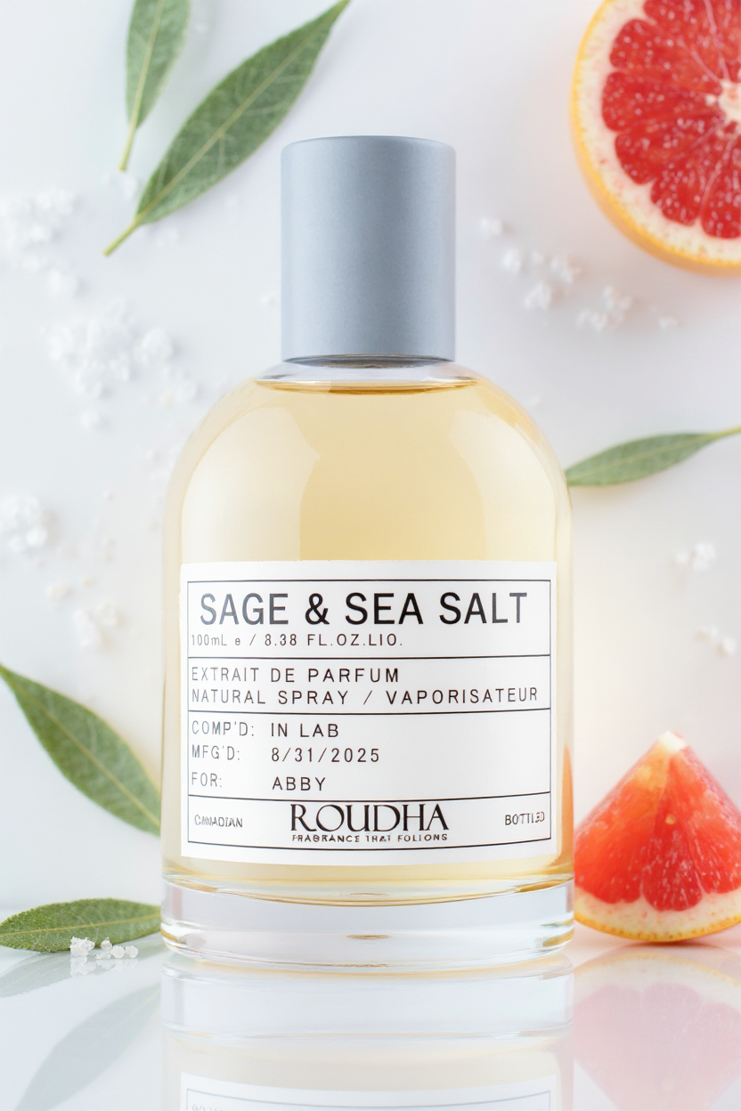 WOOD SAGE & SEA SALT perfume bottle - fresh aquatic sea salt sage ambrette coastal unisex niche fragrance by Roudha