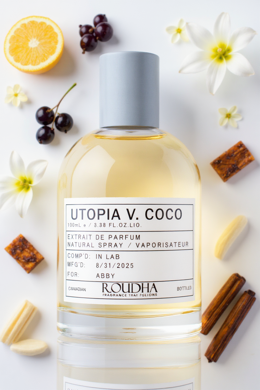 UTOPIA V. COCO perfume bottle - floral oriental jasmine ylang-ylang vanilla amber feminine fragrance by Roudha
