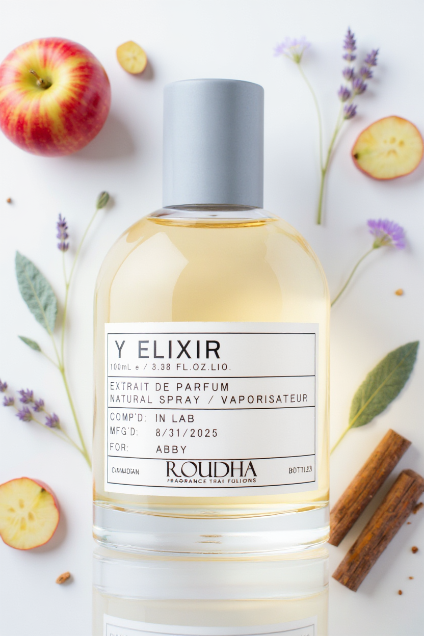 Y ELIXIR cologne bottle - aromatic fruity apple ginger lavender sage cedar masculine fragrance by Roudha