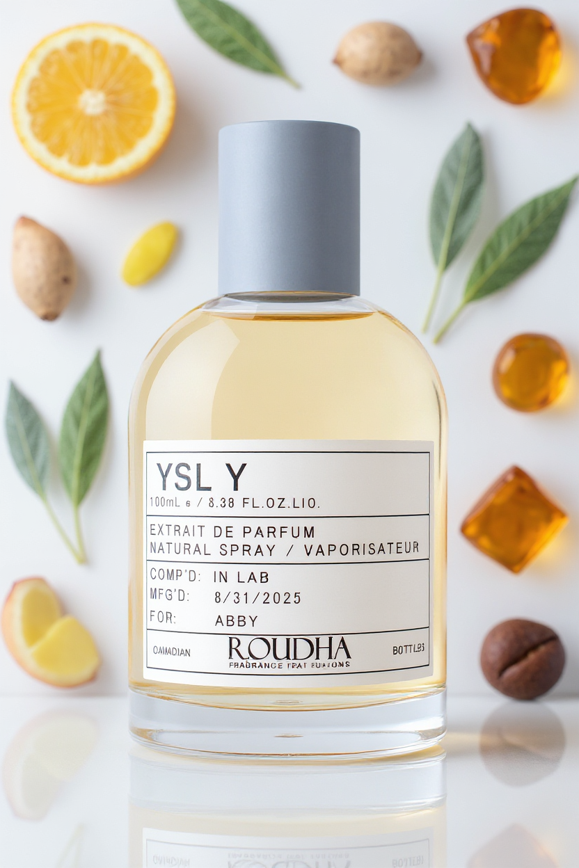 YSL Y cologne bottle - fresh aromatic bergamot ginger sage amberwood masculine designer fragrance by Roudha